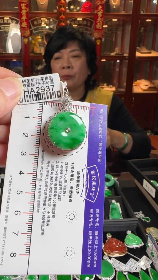 颈饰18K金镶嵌翡翠HA2937 绿平安扣