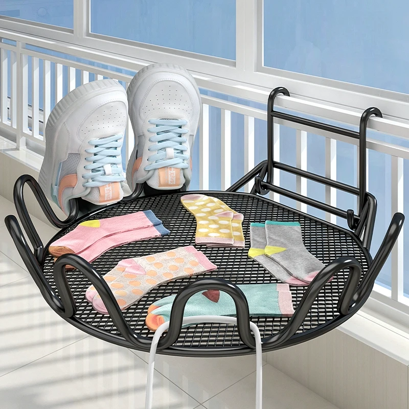 阳台晒鞋子神器晾鞋架护栏晾衣架防盗窗挂杆晾晒窗台栏杆凉鞋架子