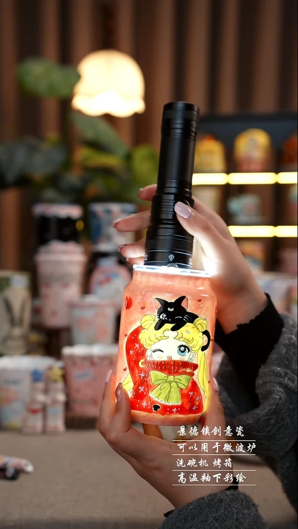美少女新年罐杯景德镇陶瓷手工手绘创意瓷503