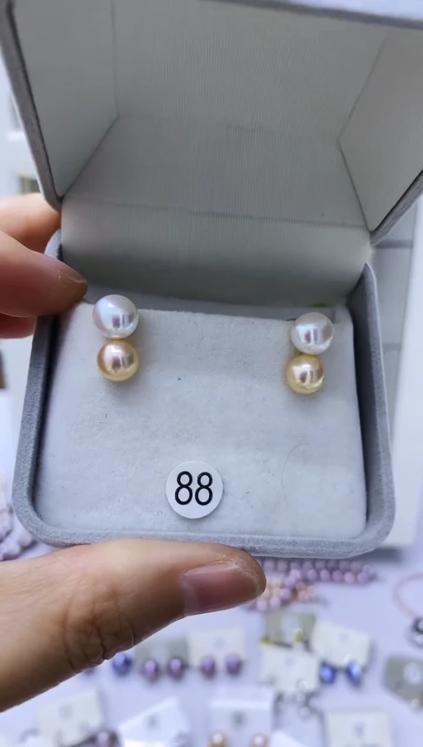 银S925镶嵌淡水珍珠耳饰88