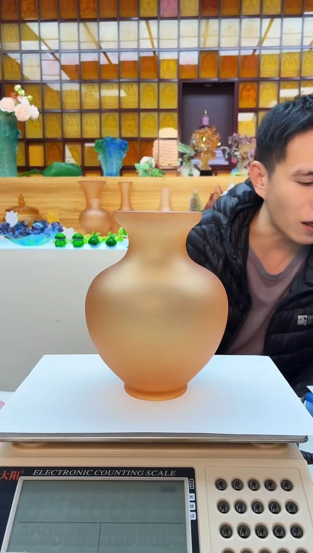 手工艺品琉璃郁金香花瓶20公分