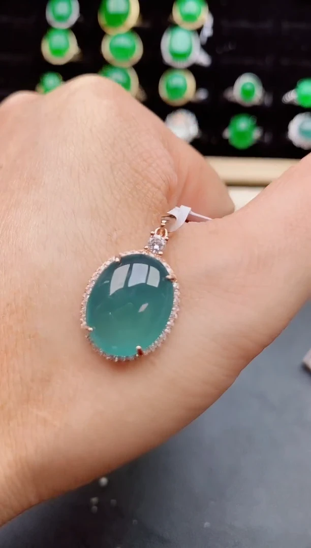 【闪购商品】翡翠吊坠(赠链)银S925镶嵌08000