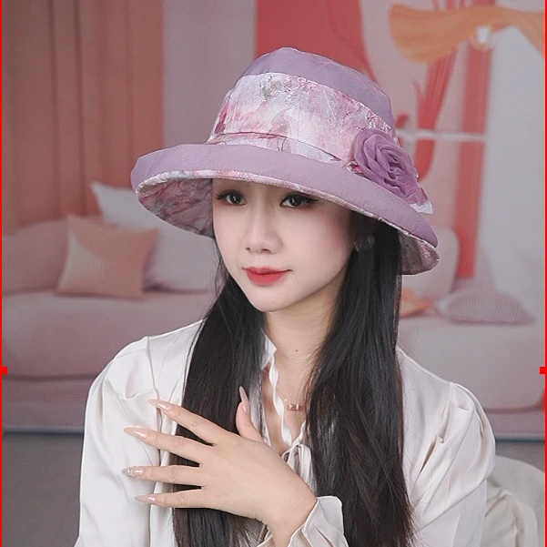 春夏天中老年人渔夫女妈妈遮阳帽薄款透气老人奶奶盆帽防晒太阳帽