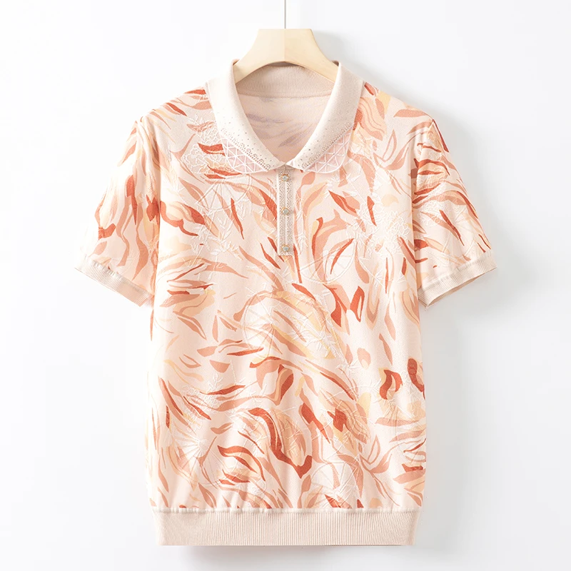 短袖T恤装夏装女老太太妈妈新款中老年人装冰丝小衫衣服2025奶奶