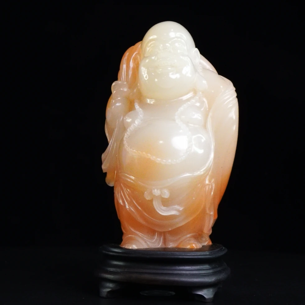 34寿山石结晶水洞弥勒摆件231.2克4.5x5x8.8cm，1Q9