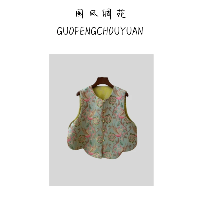 【国风绸苑】天鹅湖  黑白典雅气质复古国风新中式盘扣双穿圆领马甲