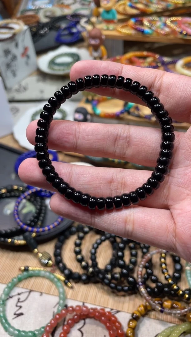 未镶嵌手串玛瑙/玉髓6mm药片黑玛瑙手串