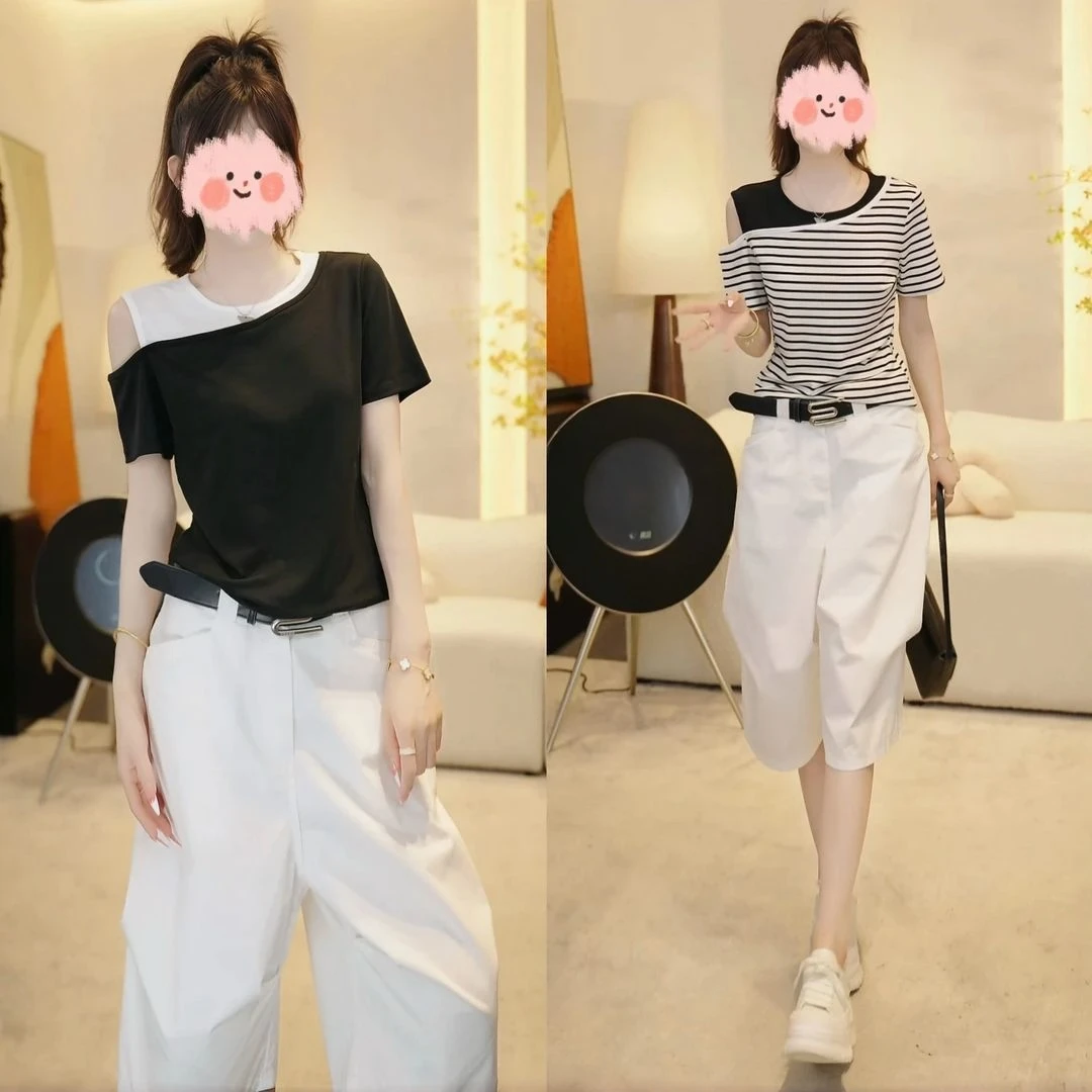 2025夏季新款韩系露肩修身轻奢显瘦高级感上衣