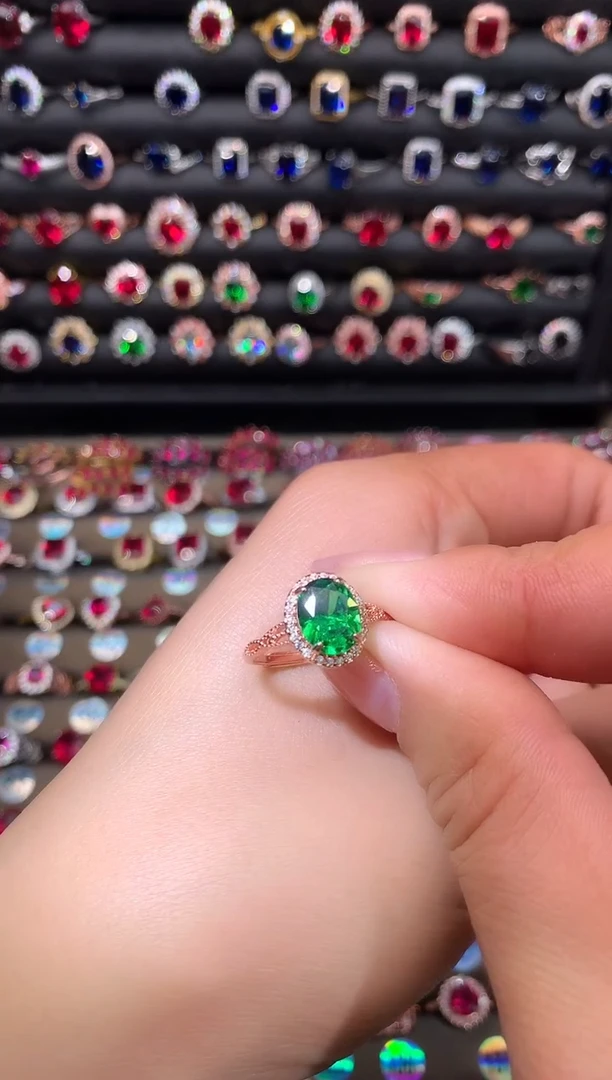 【闪购商品】透辉石戒指银S925镶嵌79