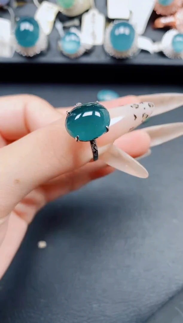 银S925镶嵌戒指翡翠翡翠