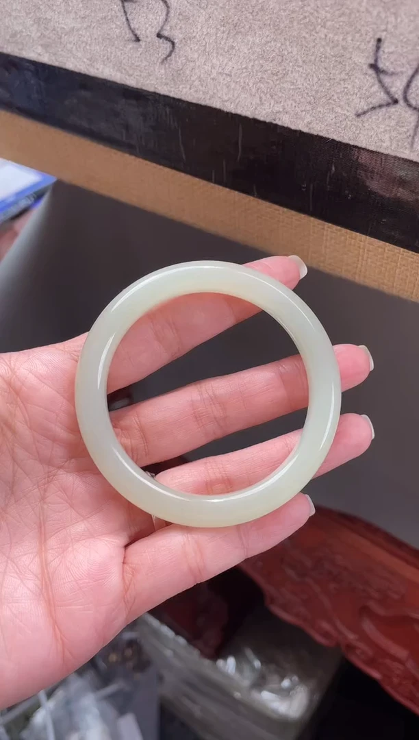 未镶嵌手镯和田玉一*和田玉青海料手镯55mm