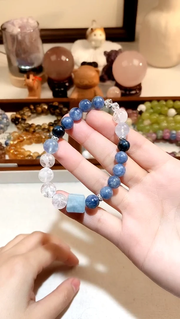 未镶嵌手串水晶 白阿塞蓝晶石diy手串 多样性发一