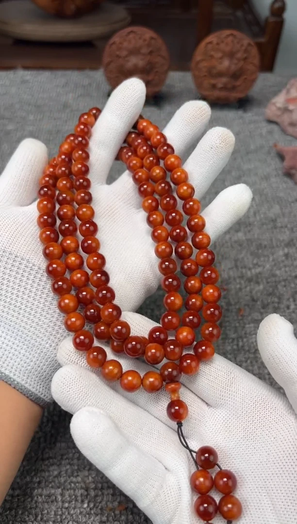 柏木（崖柏）1.0*108圆珠红泥膏 秒沉水香味浓郁