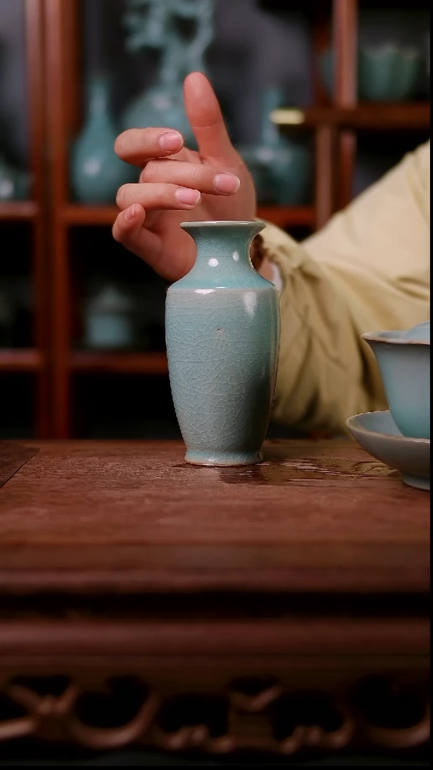 摆件陶青霁汝窑仿古釉   微瑕