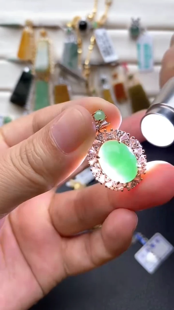 银S925镶嵌戒指翡翠1