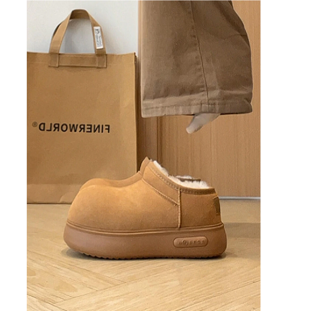 丑萌大头雪地靴女复古加绒加厚保暖毛毛棉鞋冬季增高显瘦厚底短靴