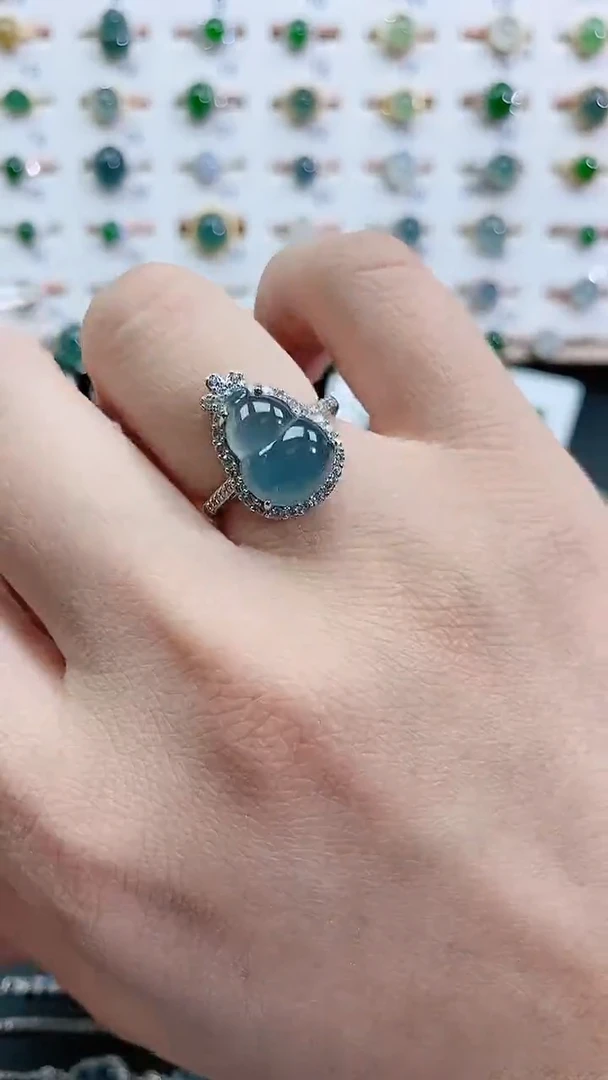 银S925镶嵌戒指翡翠天然翡翠