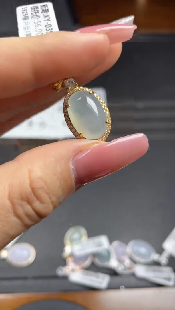 银S925镶嵌戒指翡翠天然翡翠A货