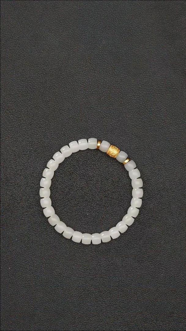 银S925镶嵌手串和田玉MZY014白玉直切手串