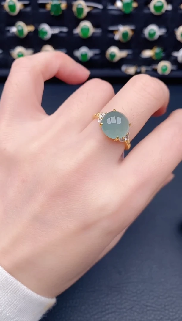 银S925镶嵌戒指翡翠天然a货翡翠26