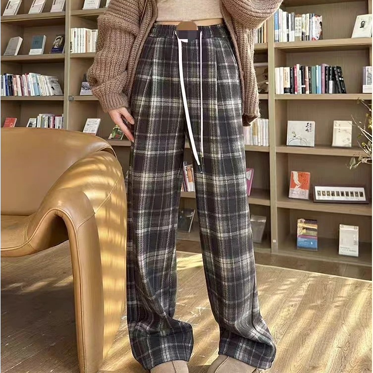 2330 女士春季时尚休闲格子裤-HY