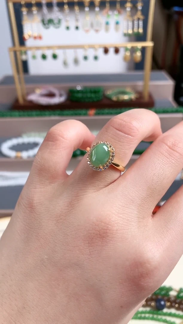 银S925镶嵌戒指和田玉1