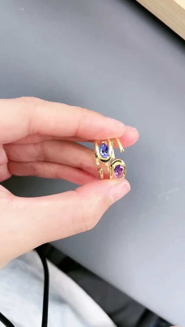 坦桑石戒指银S925镶嵌f009