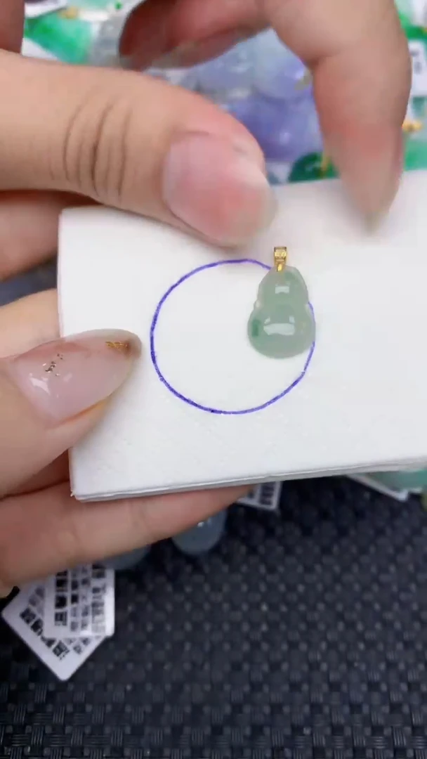 颈饰18K金镶嵌翡翠天然缅甸翡翠a货百元以上9元证书费自理