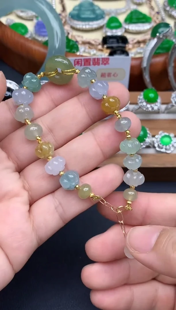 18K金镶嵌手链翡翠341-中国好珍宝