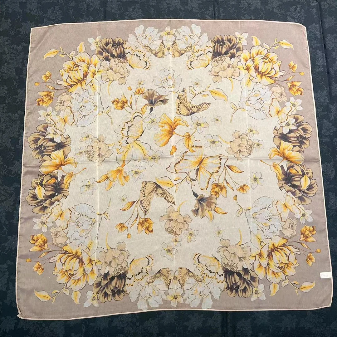 （花舫）西丽纱围巾85*85左右小方巾