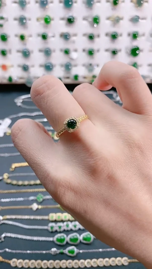 【闪购商品】翡翠戒指银S925镶嵌天然翡翠