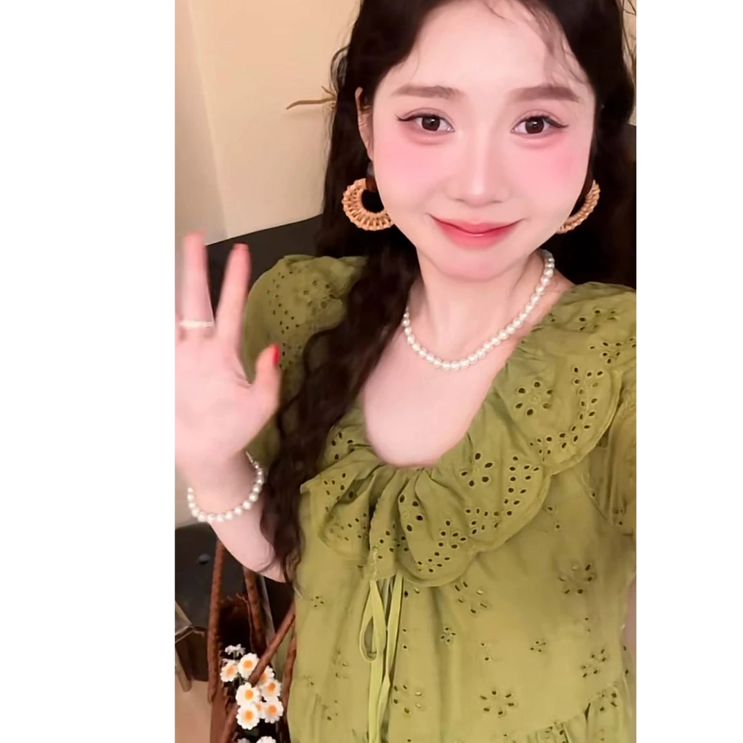 2025夏季上新薄荷梦境森林风宽松显瘦连衣裙