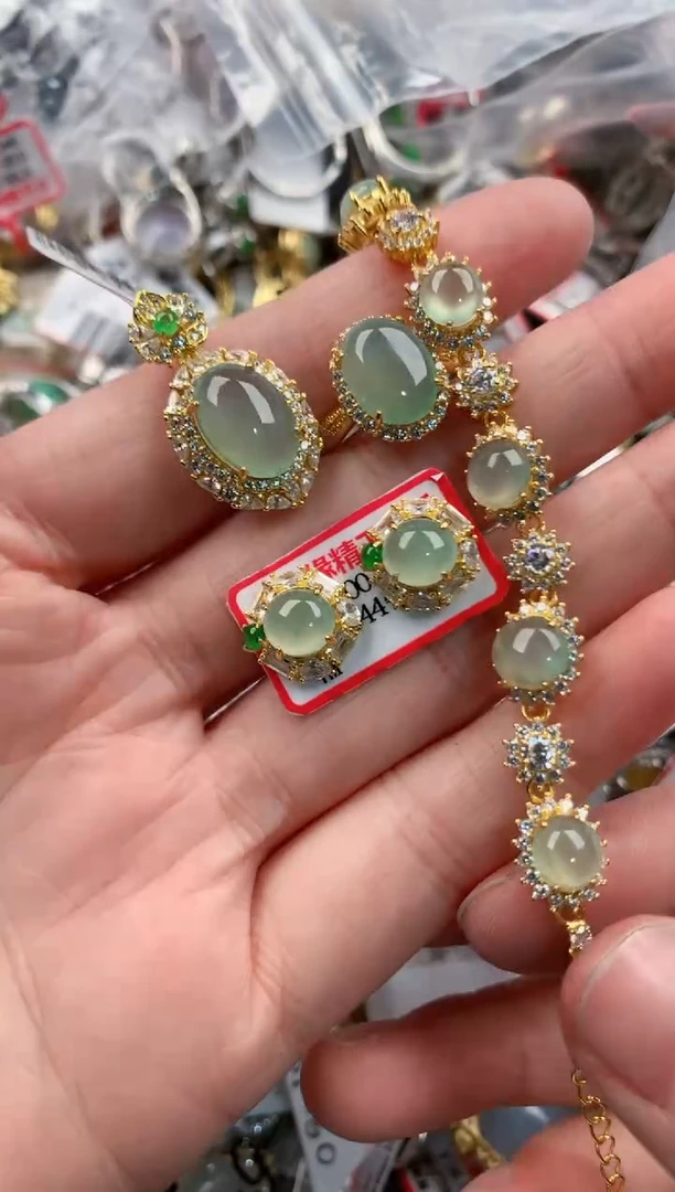 银S925镶嵌戒指翡翠888---3