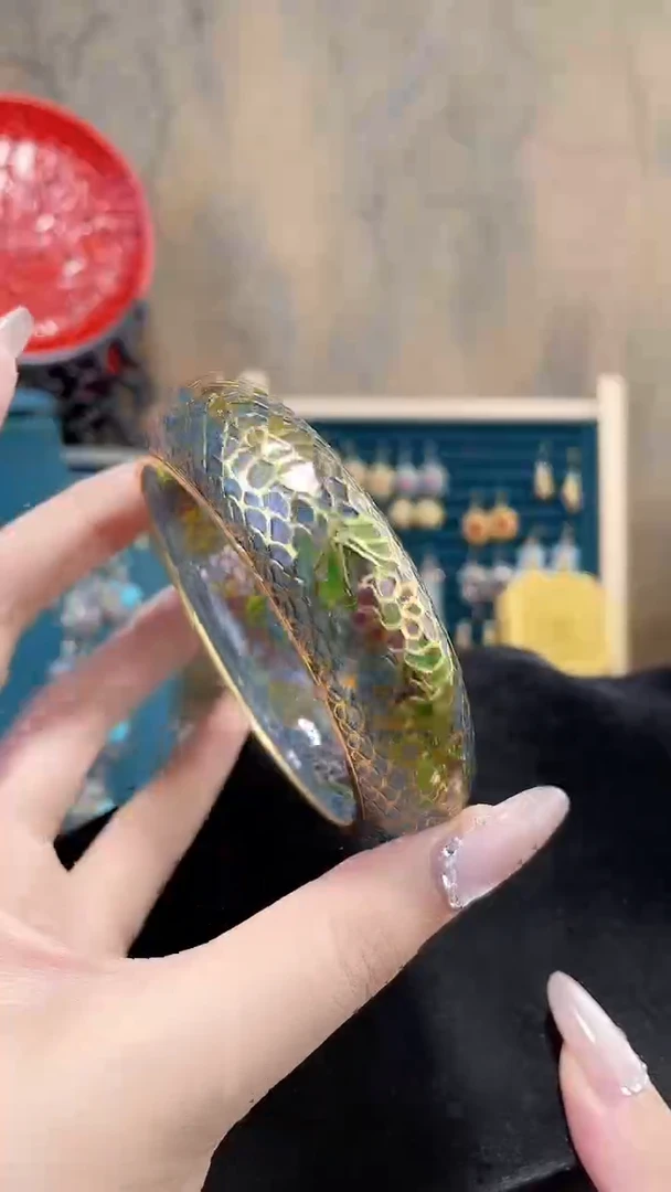 非遗景泰蓝脱胎镯子60-63天蓝