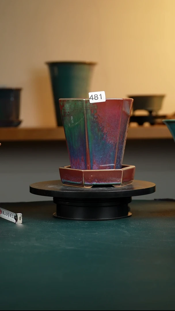 481福利窑变六方花盆16.3/15.3/14/13.5/11.5不退不换