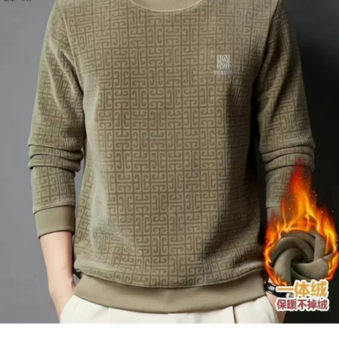 男士加绒加厚奥粒绒卫衣冬季时尚保暖针织毛衣男装Y054