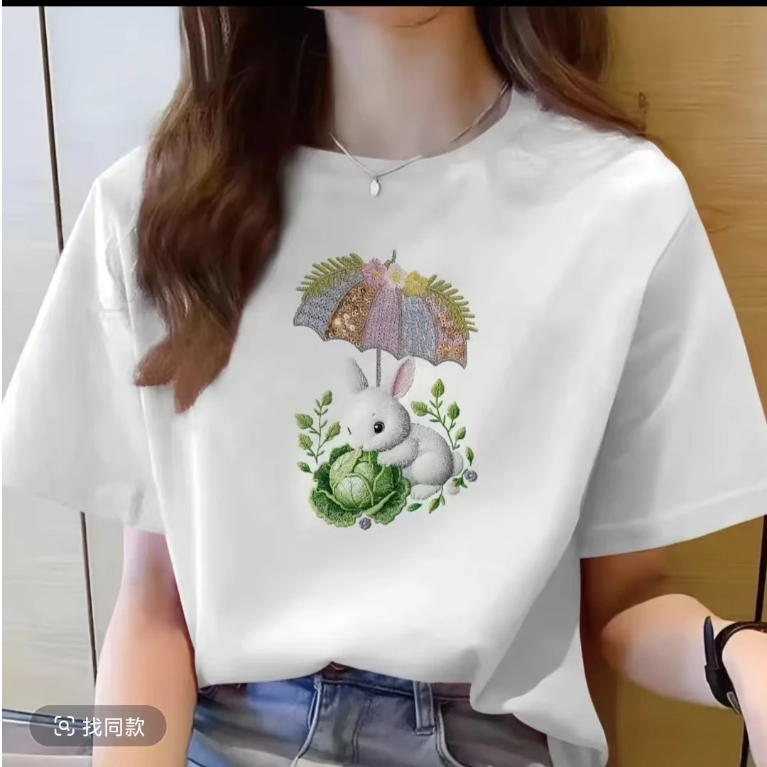 时尚百搭潮流情侣休闲韩版圆领印花夏季男女同款T恤