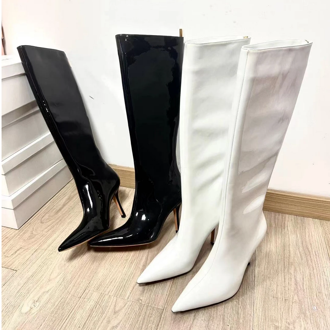 时装靴长筒高筒靴细跟女靴真皮时尚女士尖头女鞋骑士长靴过膝