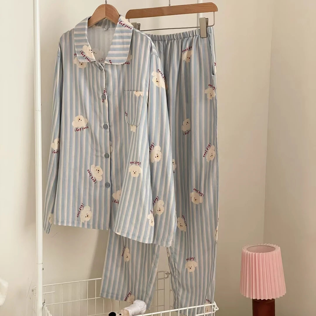 2025新款女士纯棉睡衣布料100全棉春秋季双层纱高级感长袖家居服