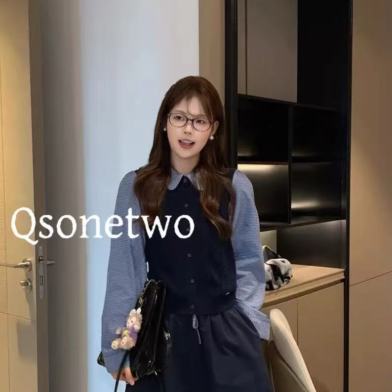 【商场品质】韩系秋款甜美减龄 拼接设计针织衫开衫 QS 67101