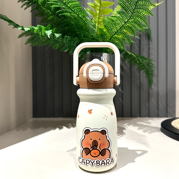 【贤惠福利】卡皮巴拉双饮手提牛奶杯不锈钢便携可爱500ML水杯XS