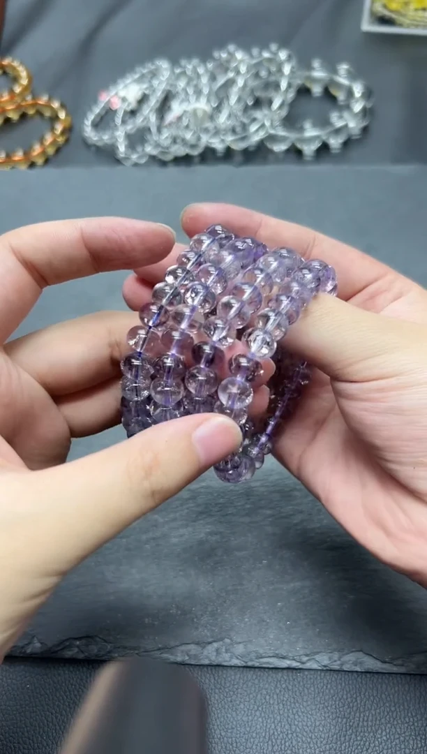 水晶手串未镶嵌紫阿塞盘珠手串