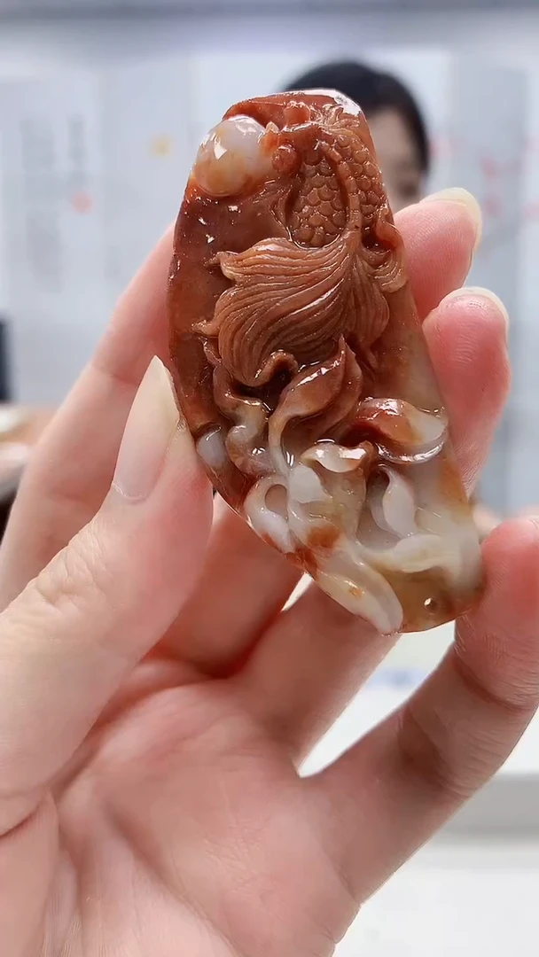 定制翡翠未镶嵌0405zm-毛货挂件24荷叶鱼