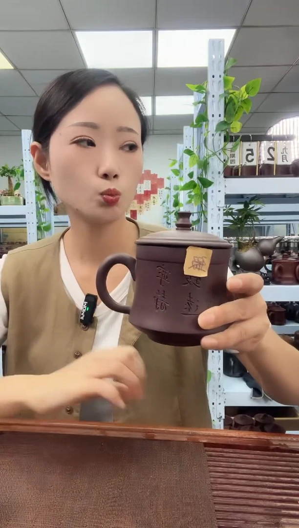 宜兴原矿紫砂全手工盖杯宁静卡