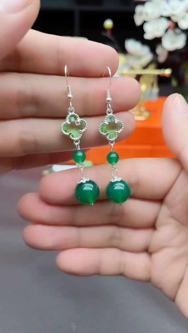 玛瑙/玉髓耳饰银S925镶嵌705000