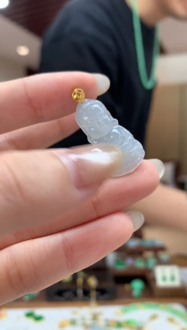 翡翠18K金镶嵌吊坠(不含链)宝宝佛