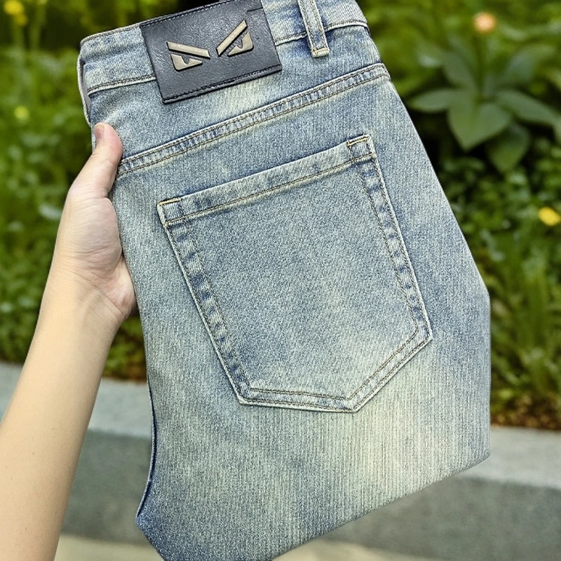 美式休闲高端潮牌轻奢设计感牛仔裤男士修身直筒潮流显高百搭裤子