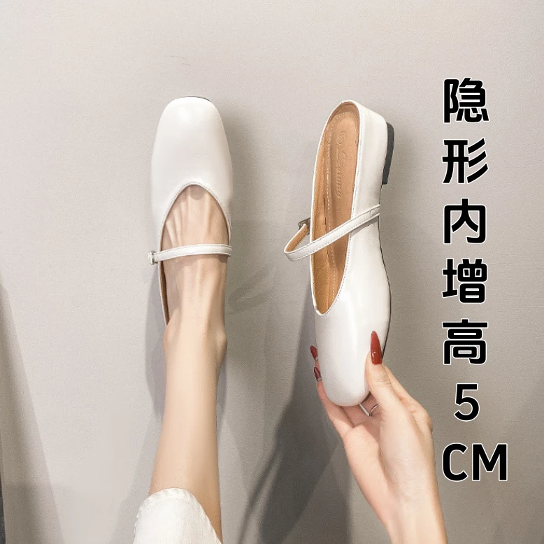 内增高5厘米玛丽珍鞋2025夏季新款休闲方头浅口包头半拖凉鞋单鞋