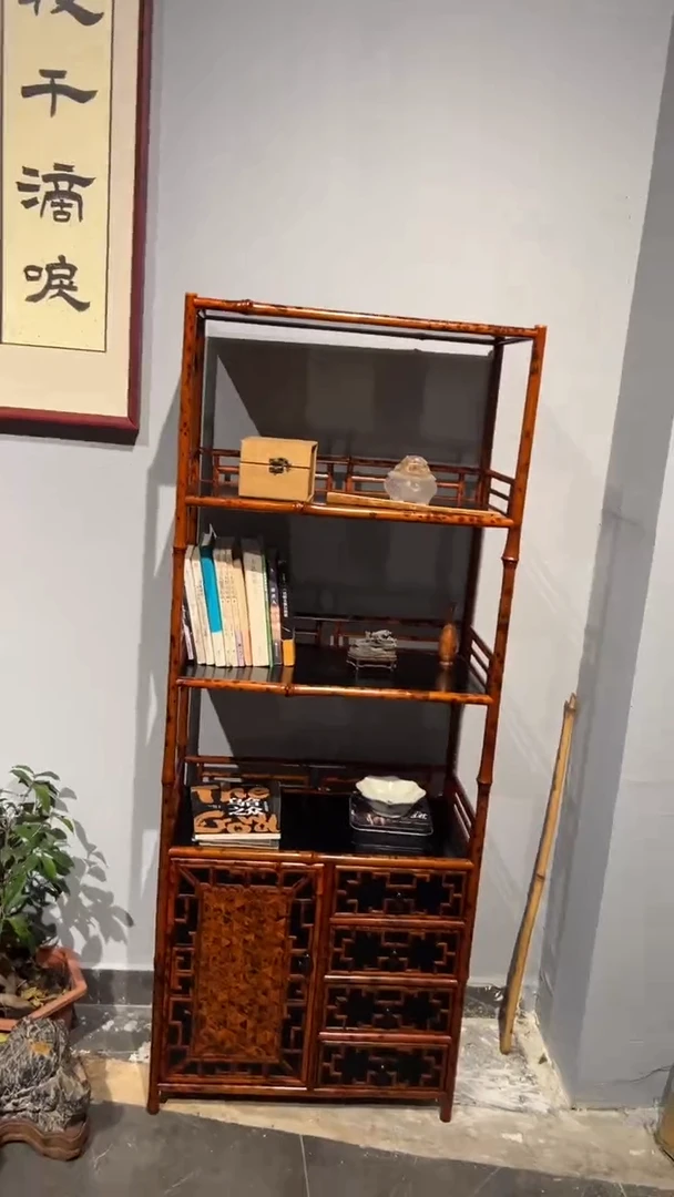 竹浮*湘妃竹龟背纹书柜