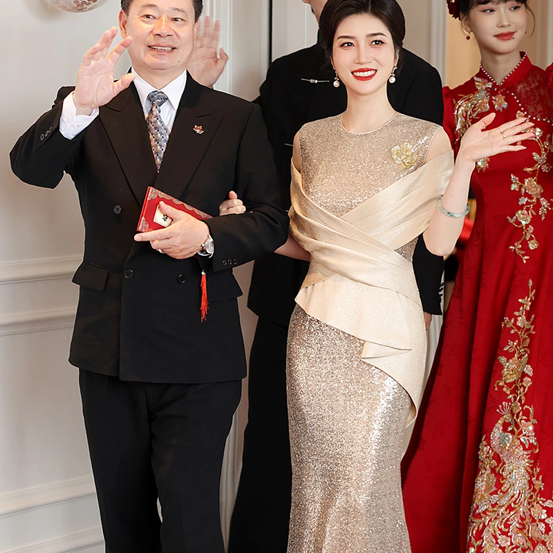锋悦屿《光华》喜婆婆妈妈2025新款爆款高贵轻奢婚宴装结婚订婚礼服